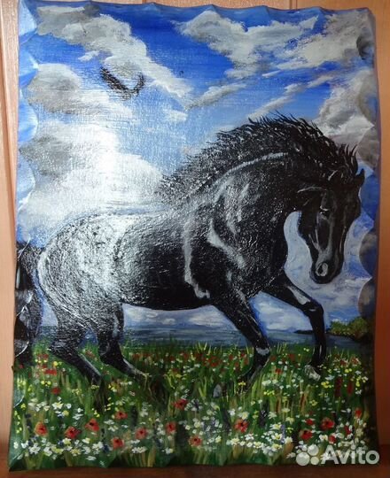 Картина на срезе березы 