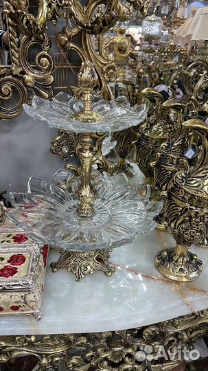 Ваза бронзовая с хрусталем