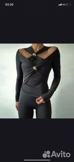 Лонгслив черный кольца