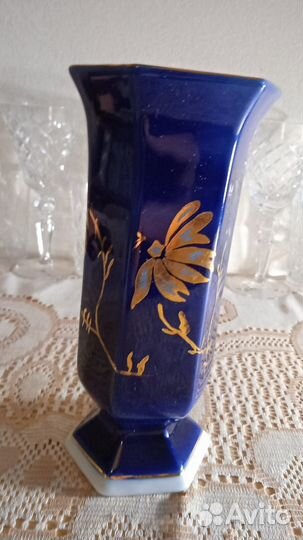 Ваза для цветов кобальтовая (Чехия)