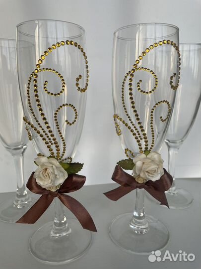Свадебные бокалы ручная работа