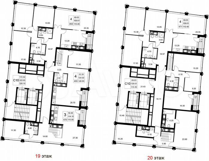 4-к. квартира, 106,6 м², 19/20 эт.