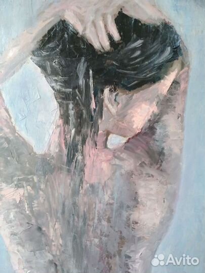 Картина маслом на оргалите,фигура девушки