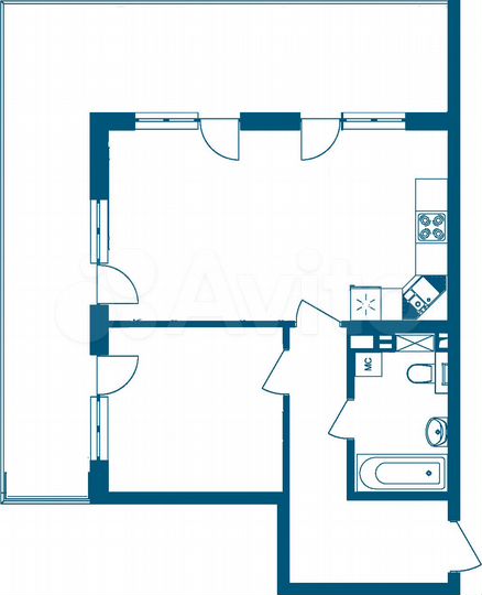 2-к. апартаменты, 75,4 м², 5/7 эт.
