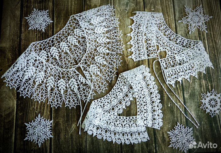 Воротничок вязаный ажурный Воротник рельефный