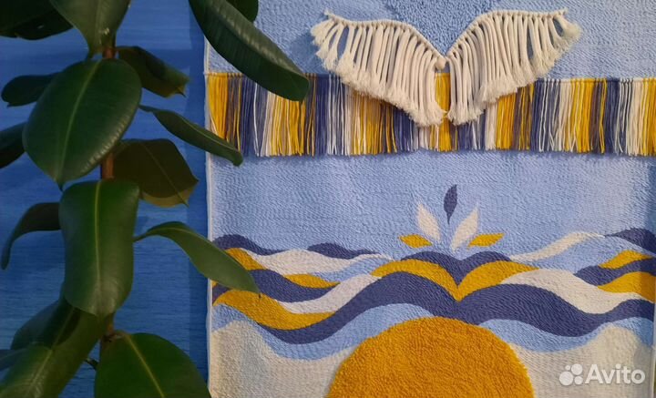 Ковер на стену/вышивка/панно с бахромой большое