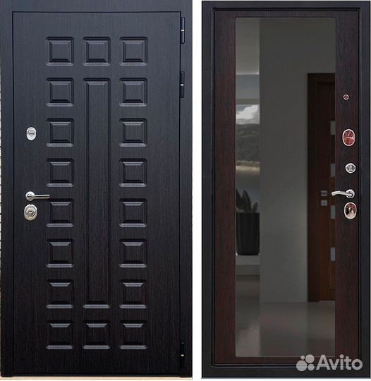 Дверь Сенатор с зеркалом Венге Сталь 2мм