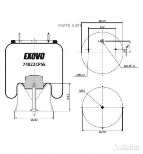 Exovo 74022CP5E Пневмоамортизатор SAF