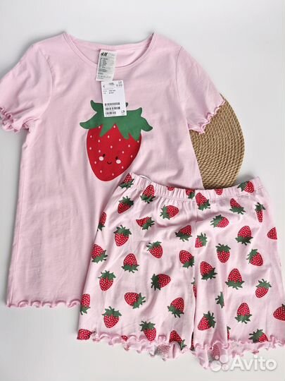 Пижама с клубникой hm 134/140, новая