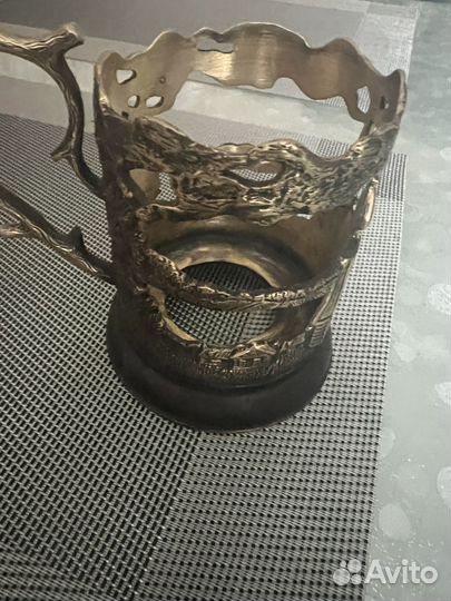 Подстаканник со стаканом латунь