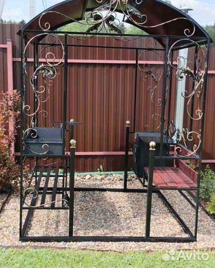 Беседка мангал с печкой