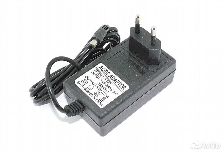 Блок питания 15V 3A 45W 5.5x2.5 черный, в розетку