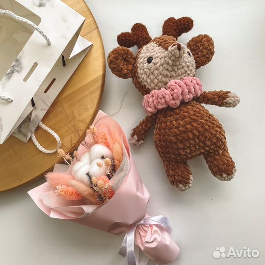 Подарочный набор игрушка + Сухоцветы