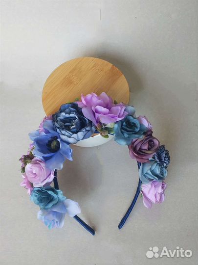 Ободок для выступлений венок на голову синие цветы