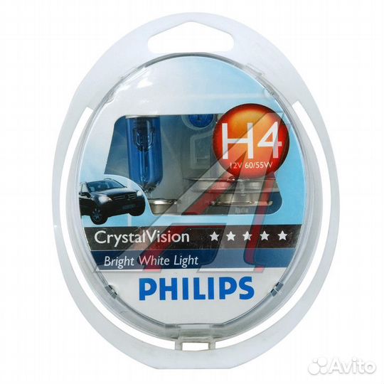 Лампа набор 12V H4 60/55W+W5W/T105 P43t бокс (2шт.+2шт.) Crystal Vision philips 12342cvsmеще philips