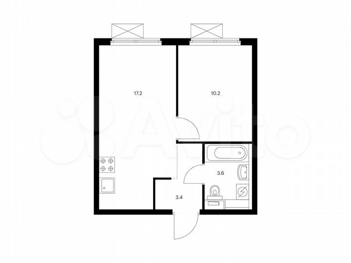 1-к. квартира, 34,4 м², 9/9 эт.