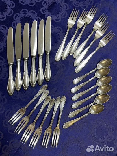 Старинные столовые приборы серебрение Германия