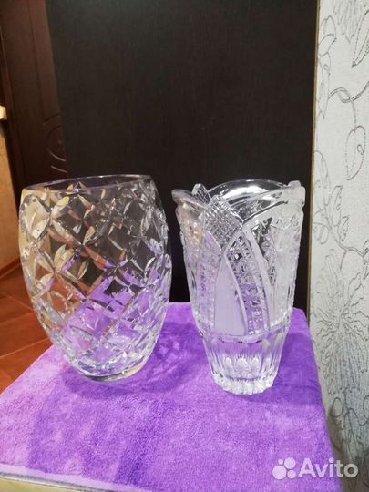 Хрусталь вазы, салатники, ладьи, рюмки