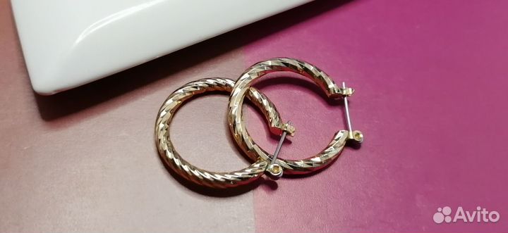 Серьги кольца в золотом цвете