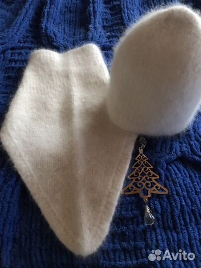 Шапка и снуд уголок из пуха самоеда