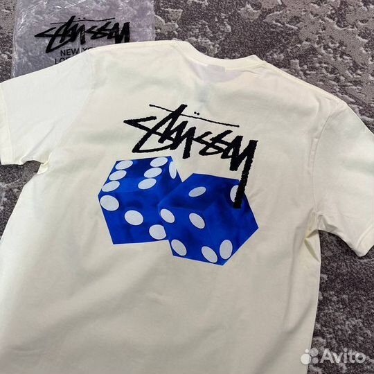 Футболка Stussy Diced out tee бежевая кубики ориги