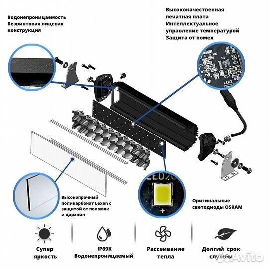 Светодиодная балка на авто или atv 331х49х76мм 100