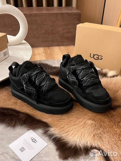 Сникеры угги UGG Lowmel замша овчина чёрные