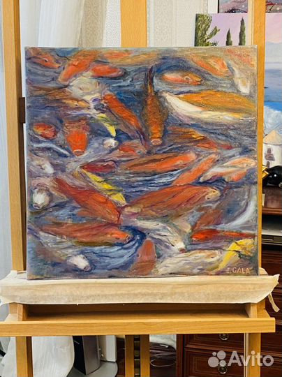 Картина маслом интерьерная Рыбки