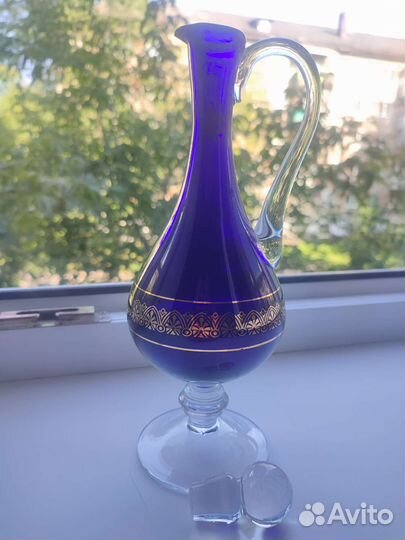 Штоф, Кувшин Синее кобальтовое стекло. СССР