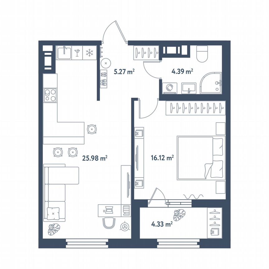 1-к. квартира, 53,9 м², 6/11 эт.