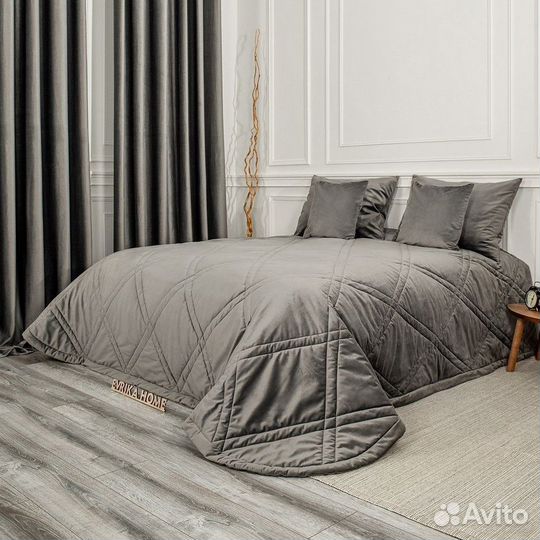 Покрывало Беллиссимо стальной бархат