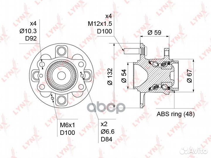 Ступица колеса зад прав/лев WH1235 lynxauto
