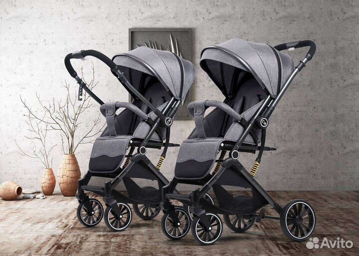 Коляска с перекидной ручкой Новая (серый)
