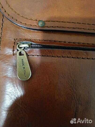 Мужской кожаный портфель коричневый Италия