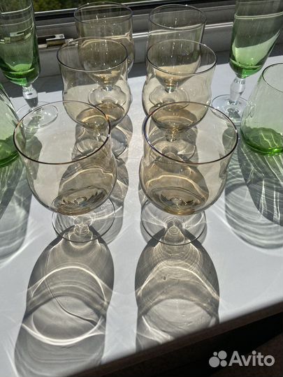 Набор бокалов.цветное дымчатое стекло.ссср