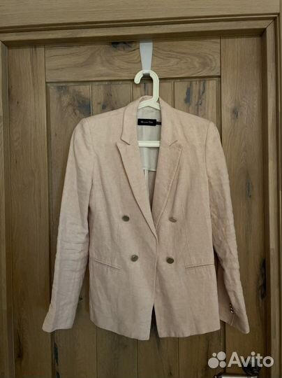 Нежно розовый льняной пиджак, размер S