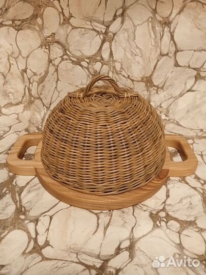 Плетеная хлебница из бумажной лозы