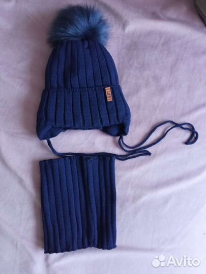 Комплект шапка и снуд для мальчика зима новый