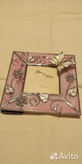 Фоторамка стеклянная со стразами и бабочкой