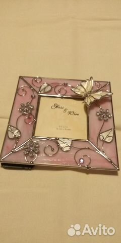 Фоторамка стеклянная со стразами и бабочкой