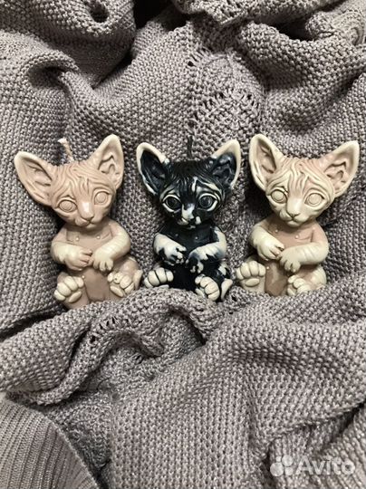 Восковая свеча котенок кот сфинкс
