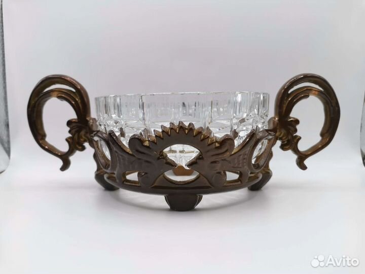 Конфетница ваза Хрусталь Аллюминий СССР