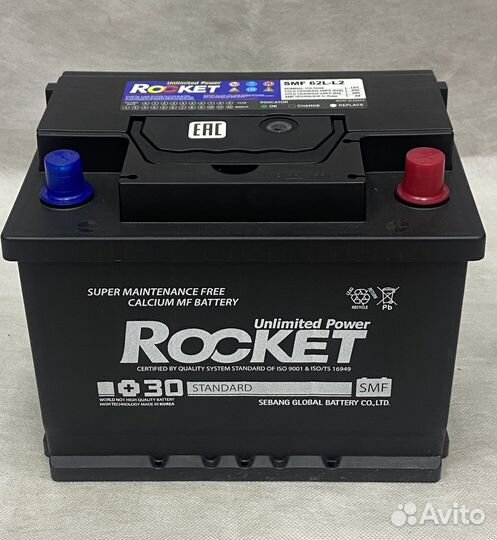 Автомобильный аккумулятор Rocket 62 о/п