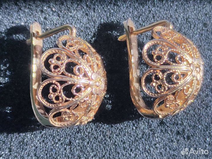 Золотые серьги 583 пробы СССР