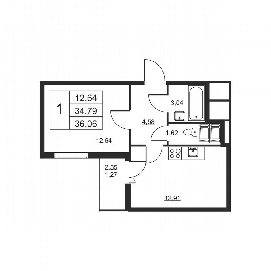 1-к. квартира, 36,1 м², 17/19 эт.