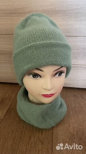 Шапка и снуд из пуха норки осень весна