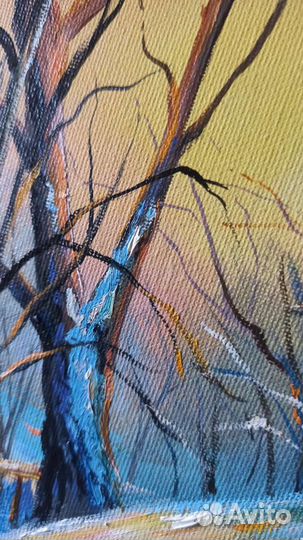 Зимний закат. Масло