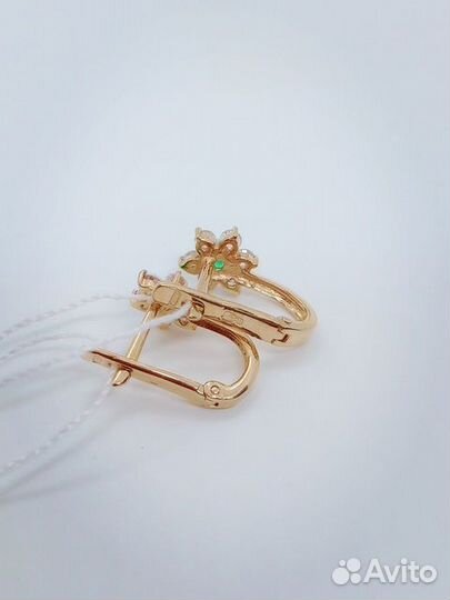 Золотые серьги с фианитом