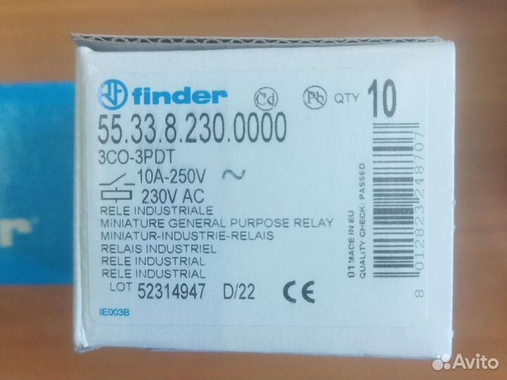 553382300000 Реле Finder 230В 10А