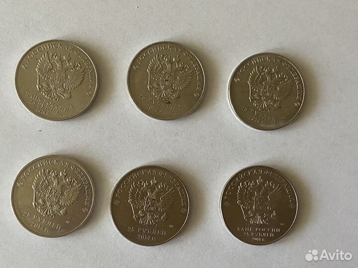 Монеты 25р. Сочи 2014 набор 6 шт